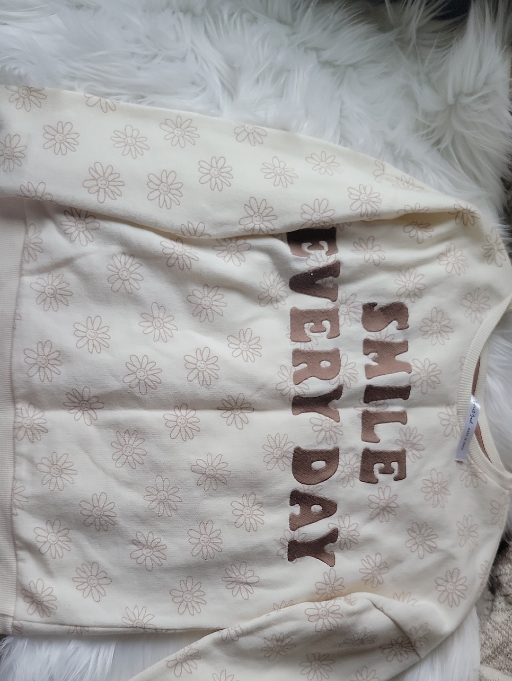 Kids Cream 'Smile Everyday' Daisy Sweatshirt